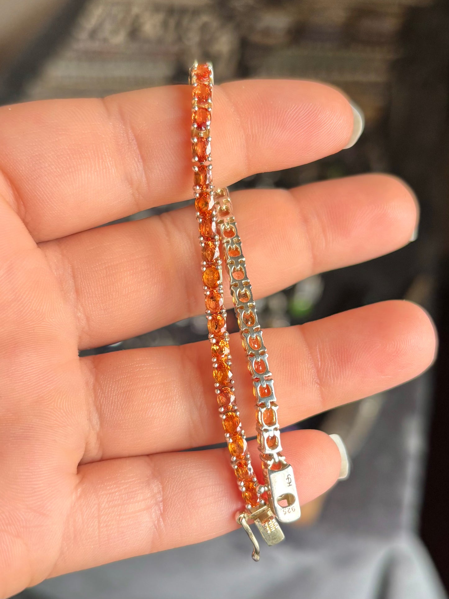 Orange Sapphire Tennis Bracelet