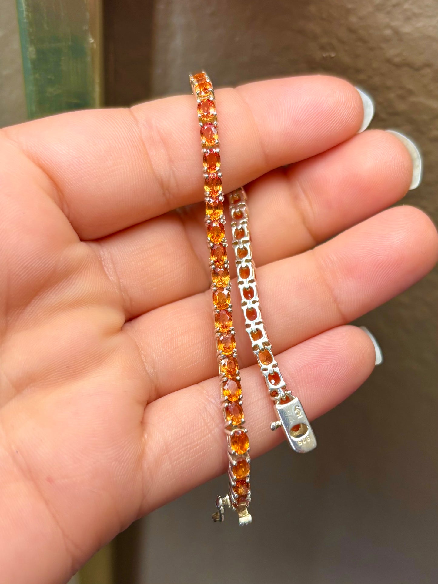 Orange Sapphire Tennis Bracelet