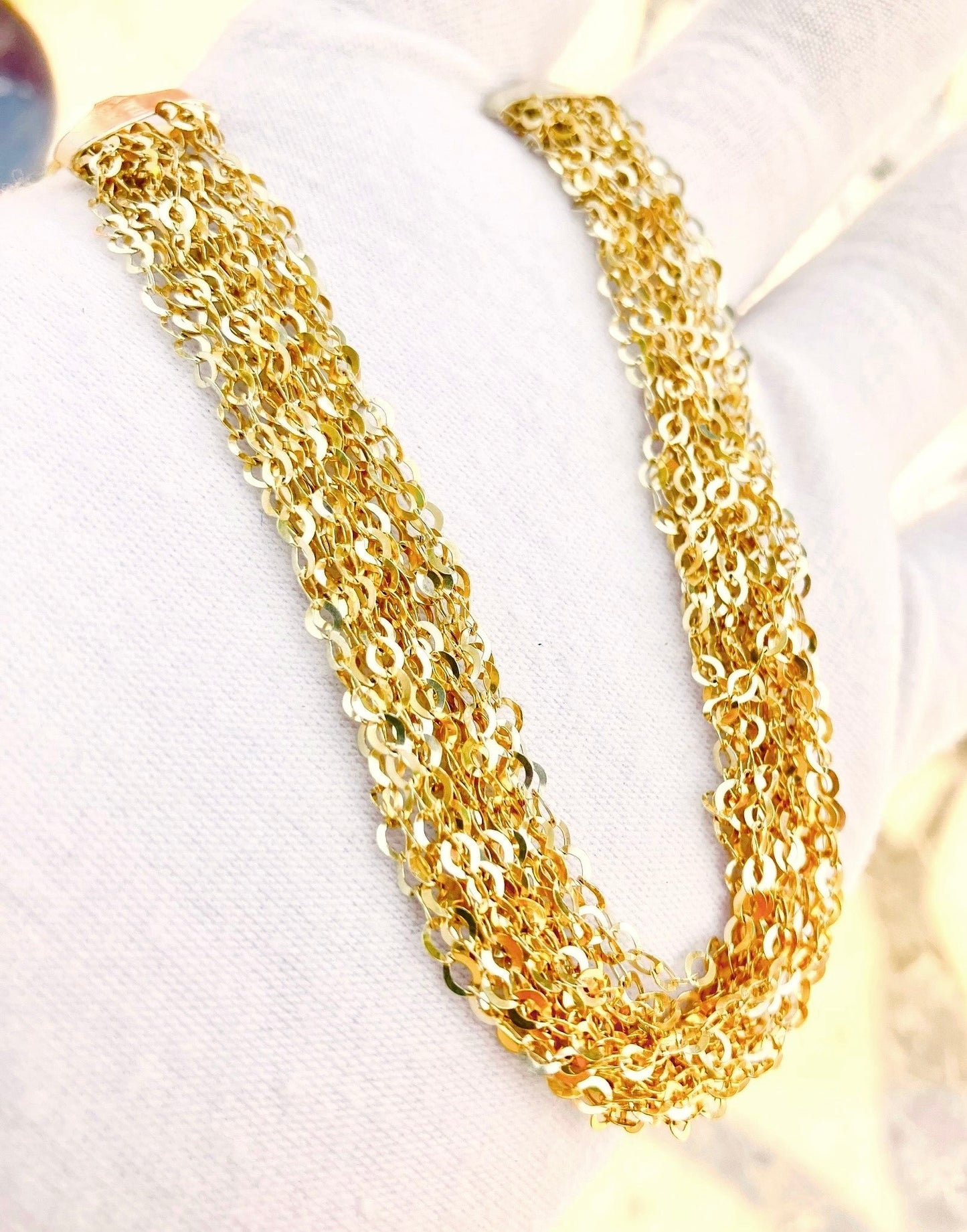 Pulsera de cadena de malla chapada en oro