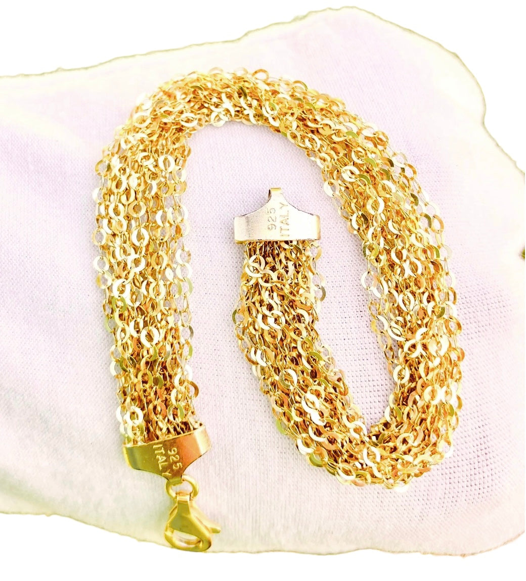 Pulsera de cadena de malla chapada en oro