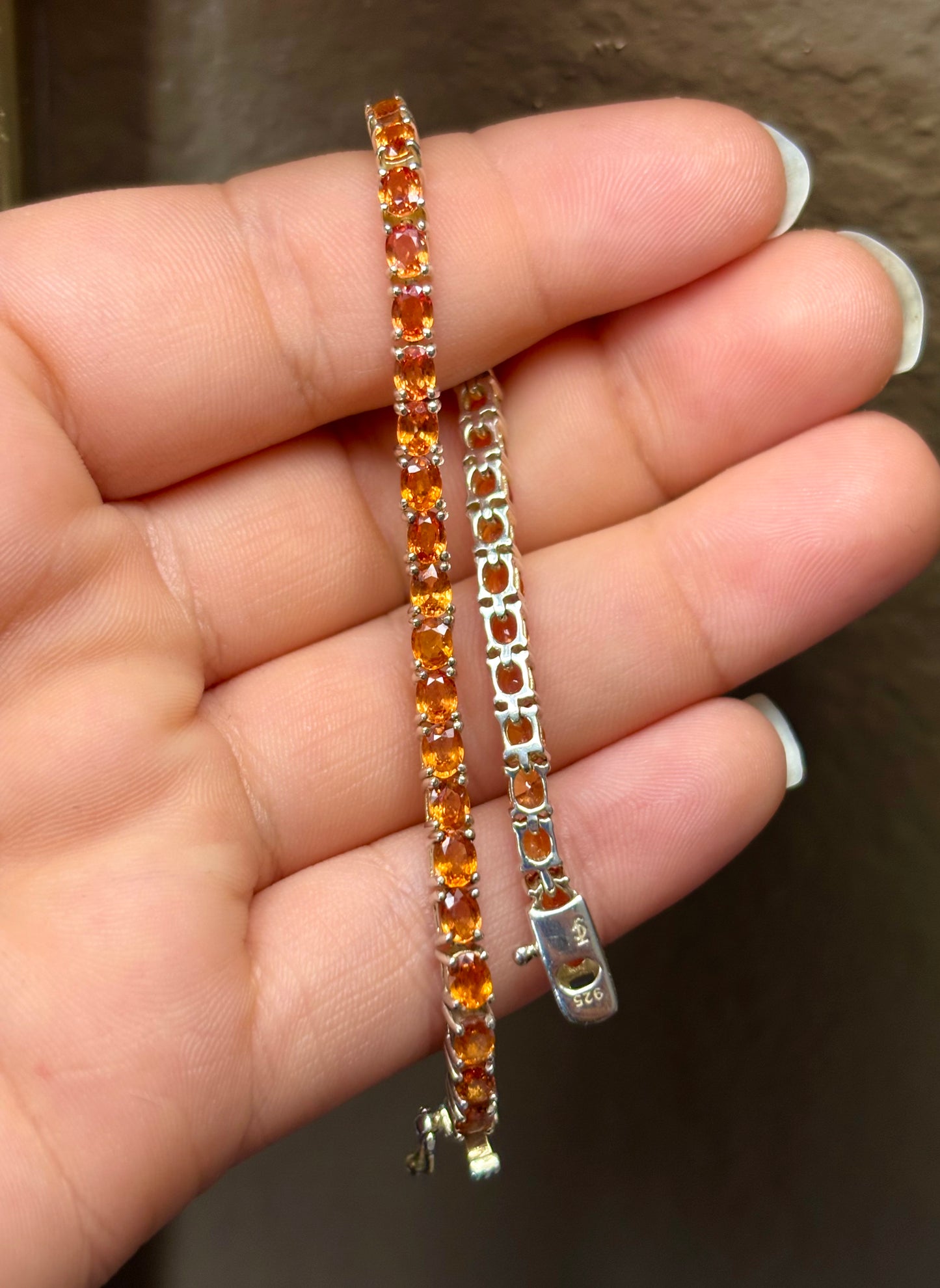 Orange Sapphire Tennis Bracelet
