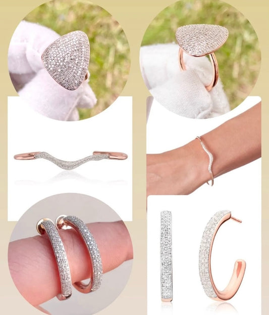 Monica Vinader Rose Gold Vermeil Diamond Set