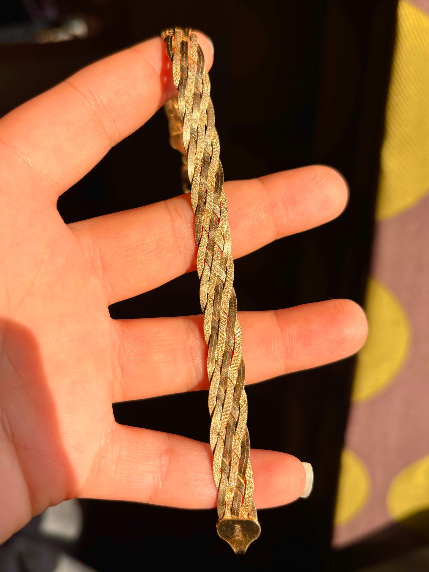 Gold Vermeil Dual-Texture Woven Herringbone Bracelet