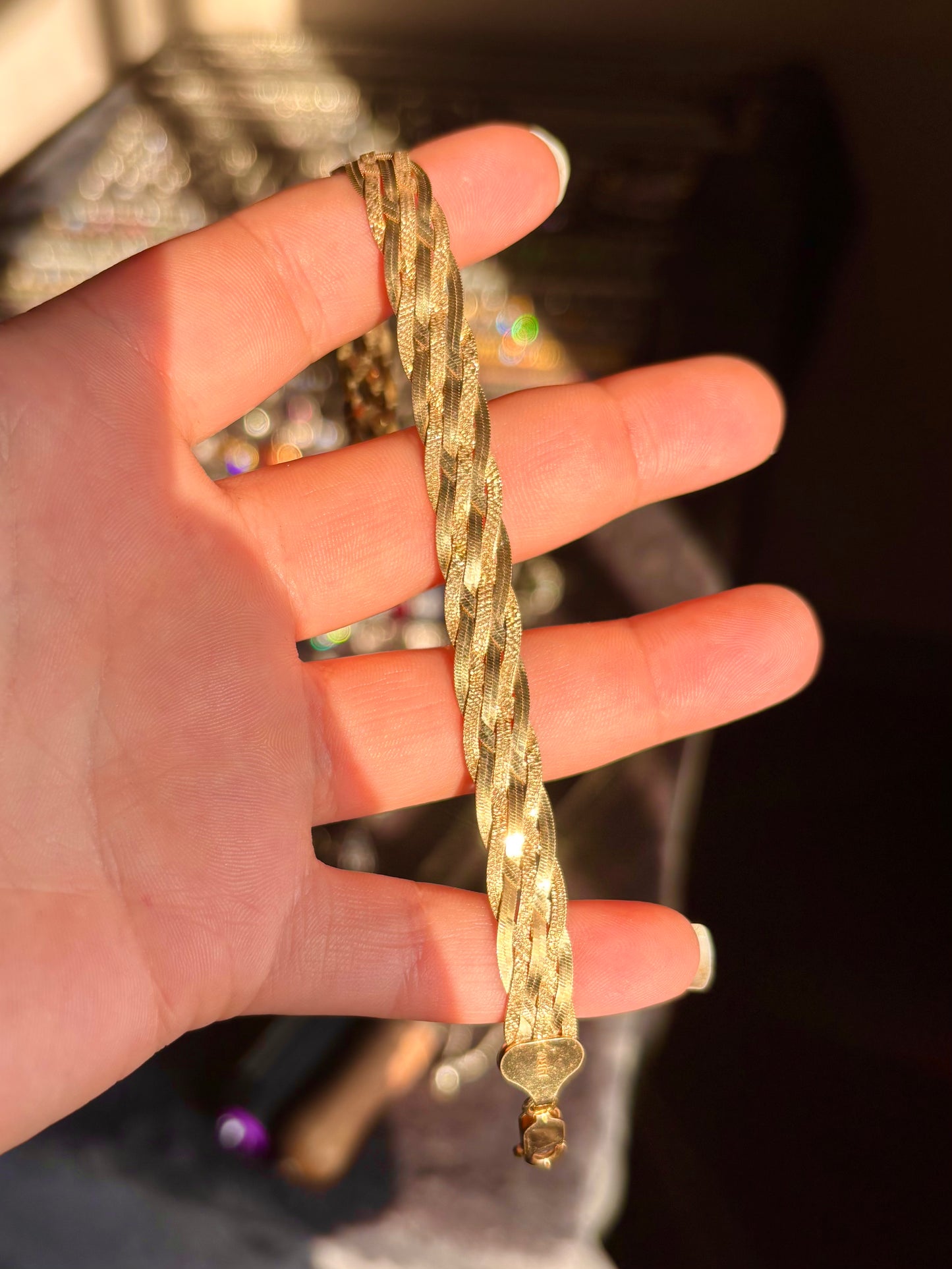 Gold Vermeil Dual-Texture Woven Herringbone Bracelet