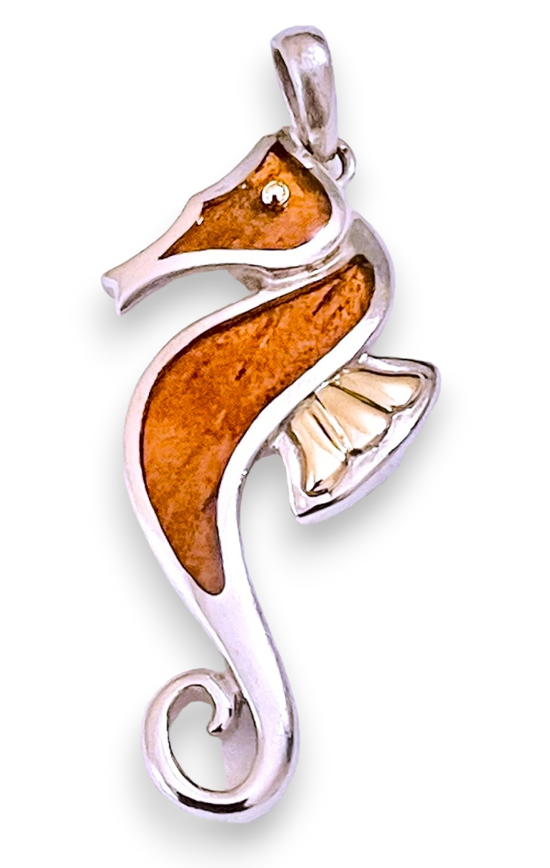 Na Hoku Seahorse Pendant with 18k Gold