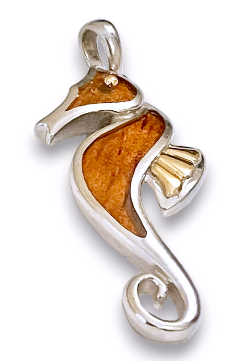 Na Hoku Seahorse Pendant with 18k Gold