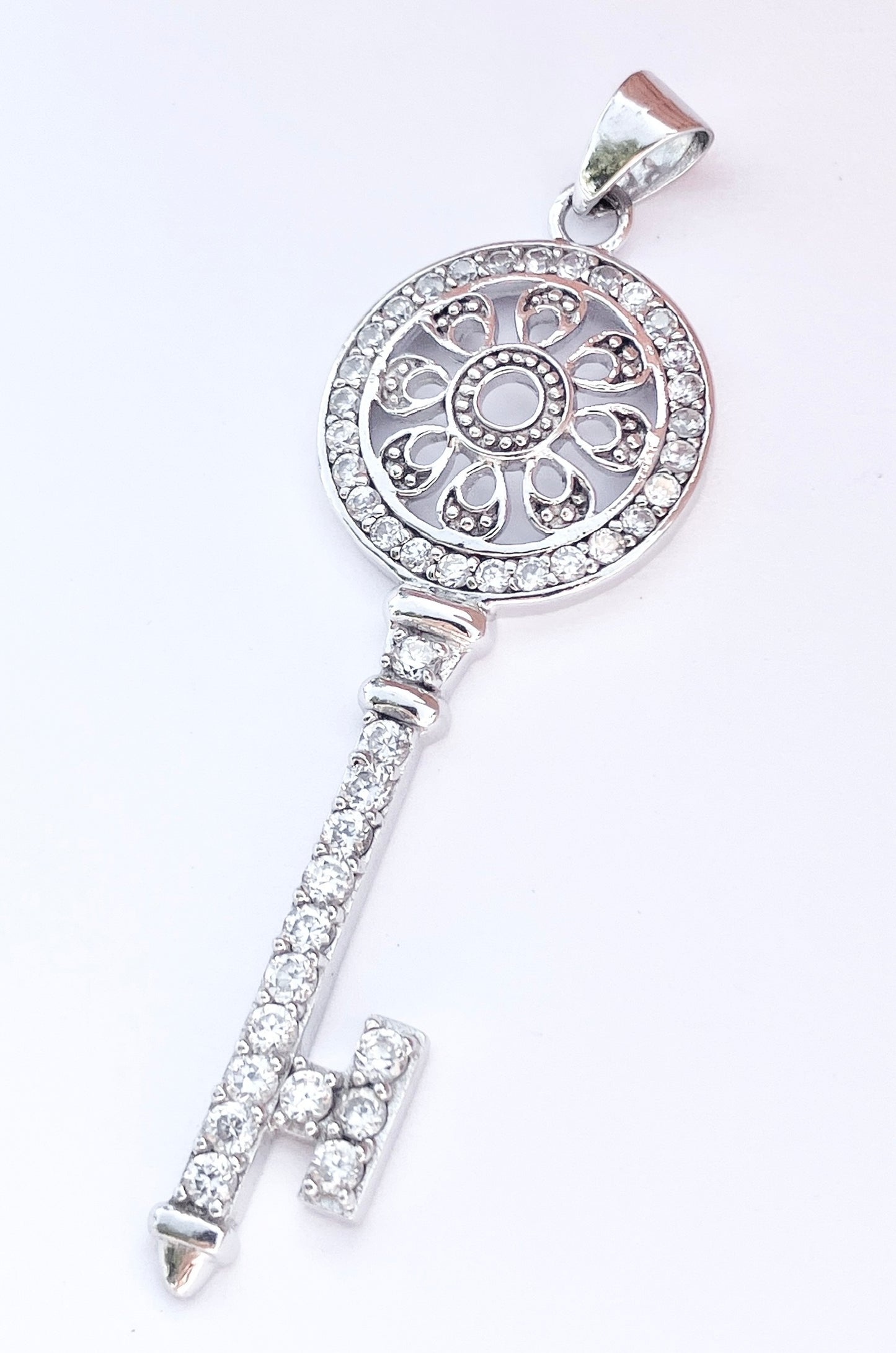 "Diamond" Encrusted Key Pendant