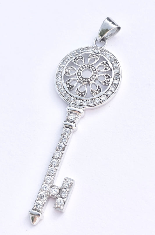 "Diamond" Encrusted Key Pendant