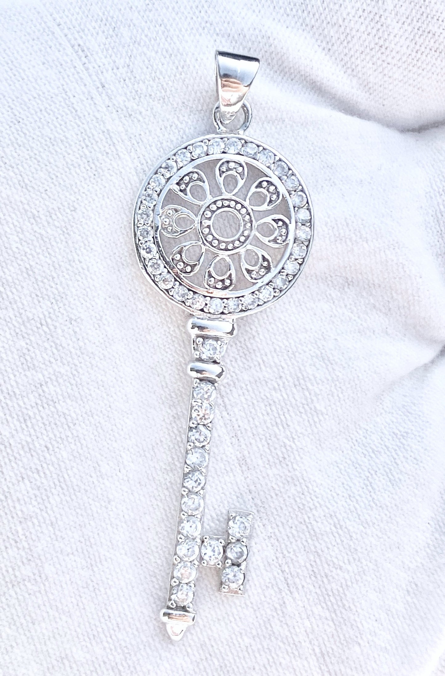 "Diamond" Encrusted Key Pendant