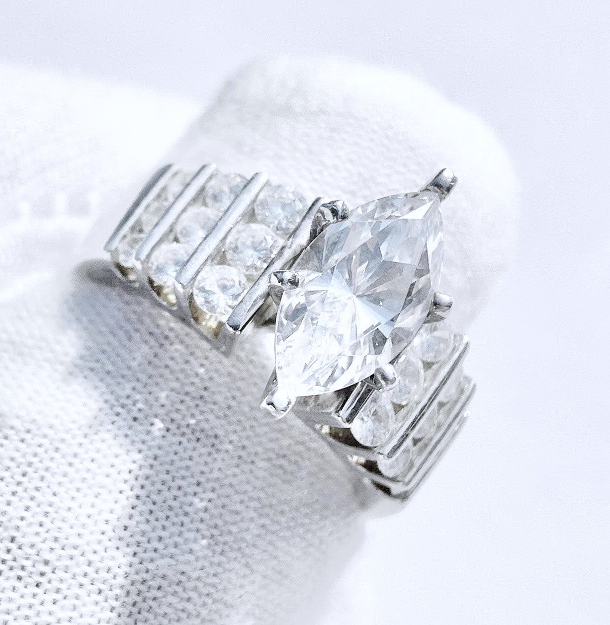 Marquise “Diamond” in Tri-Column Bar Setting Ring
