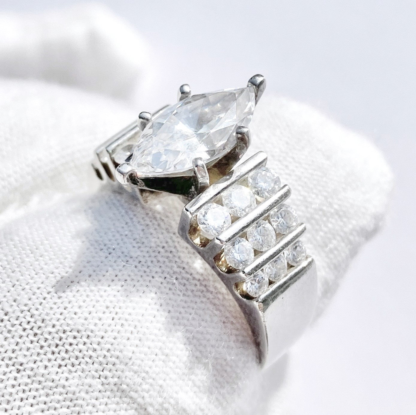 Marquise “Diamond” in Tri-Column Bar Setting Ring