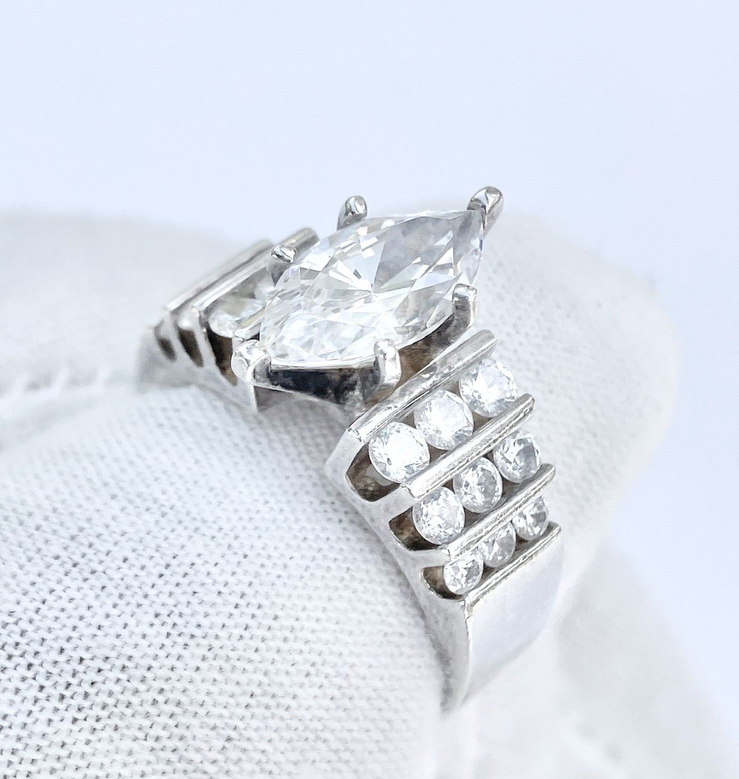 Marquise “Diamond” in Tri-Column Bar Setting Ring