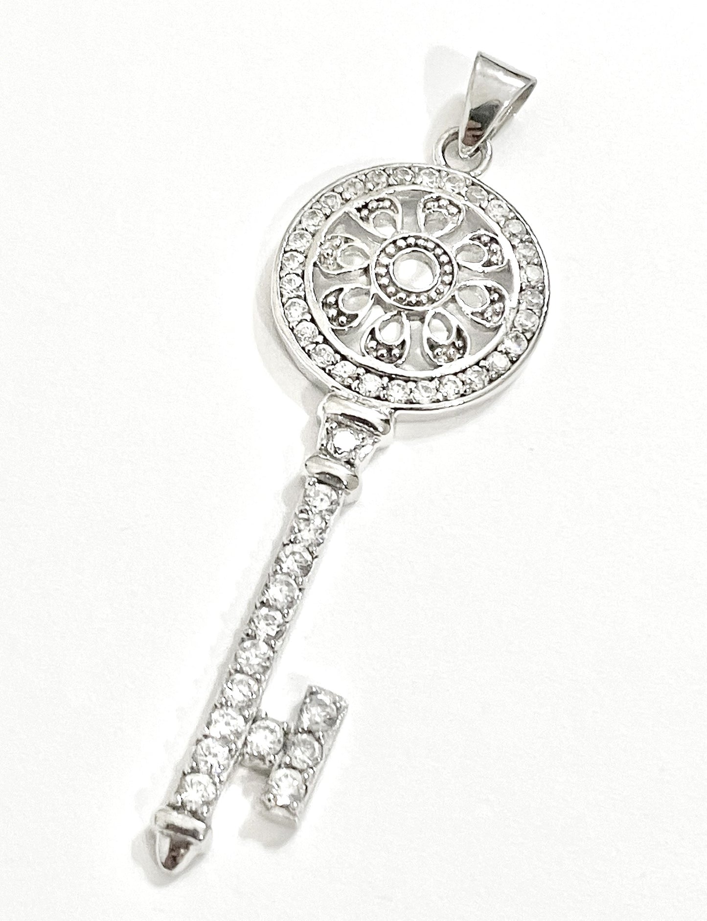 "Diamond" Encrusted Key Pendant