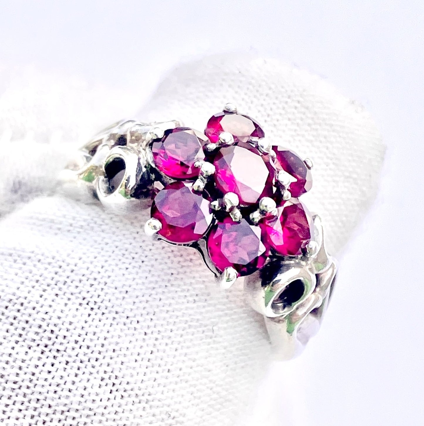 Rhodolite Garnet Flower Ring