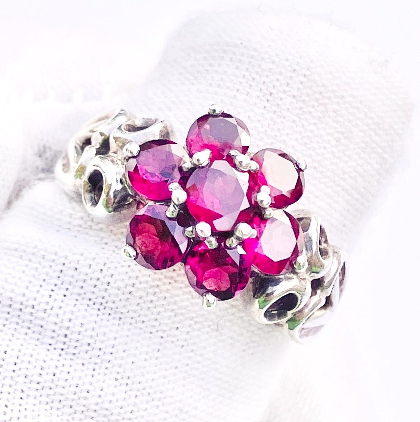 Rhodolite Garnet Flower Ring