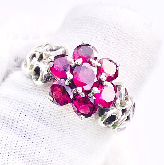 Rhodolite Garnet Flower Ring