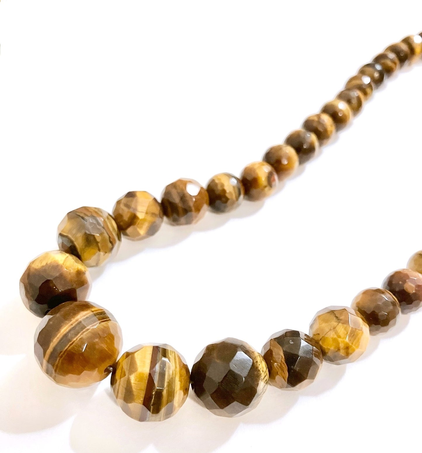 Diamond Cut Tiger's Eye Graduated Bead Necklace