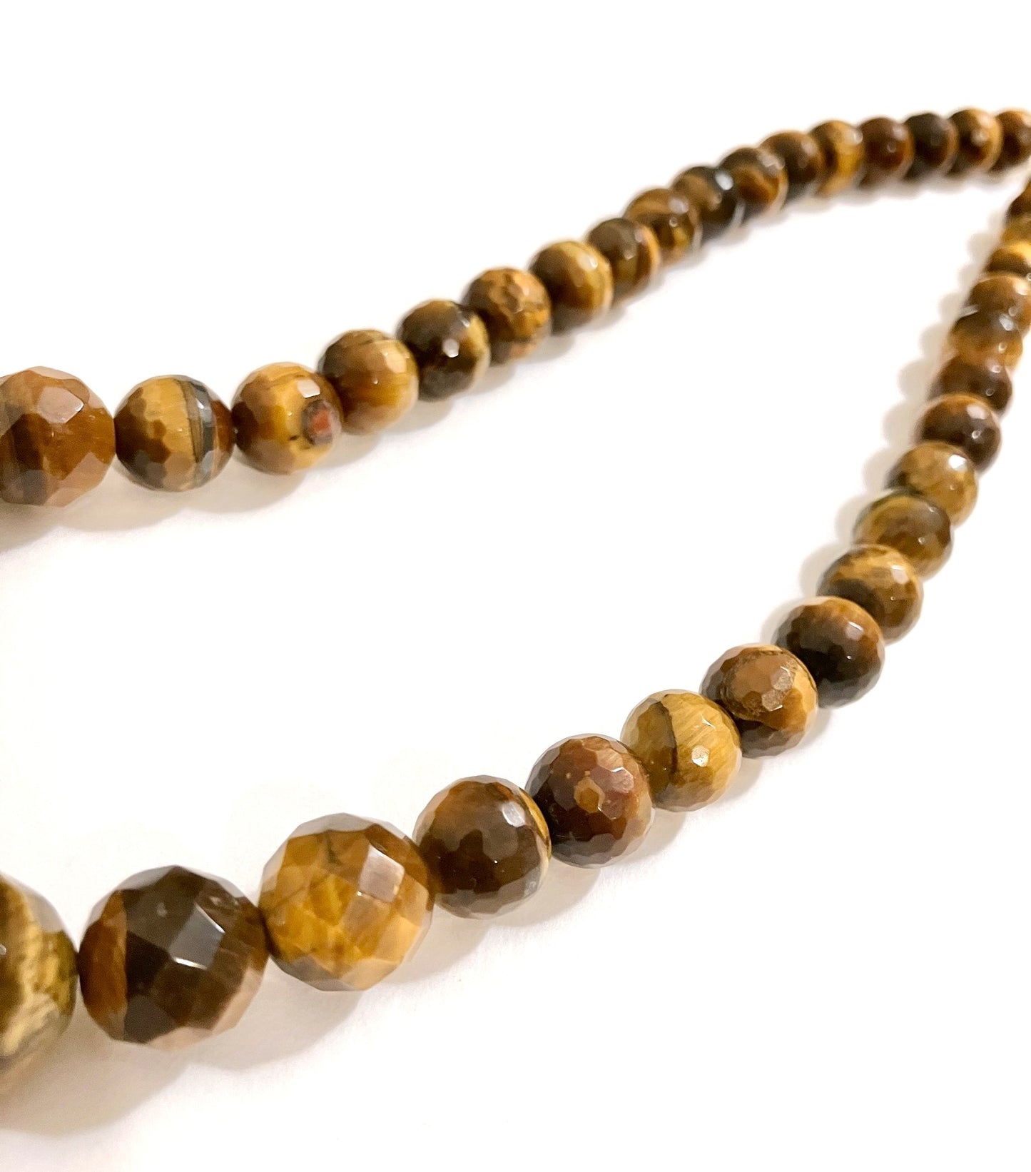 Diamond Cut Tiger's Eye Graduated Bead Necklace