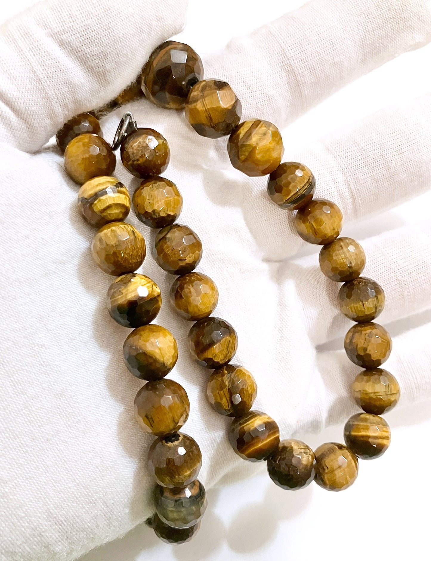 Diamond Cut Tiger's Eye Graduated Bead Necklace