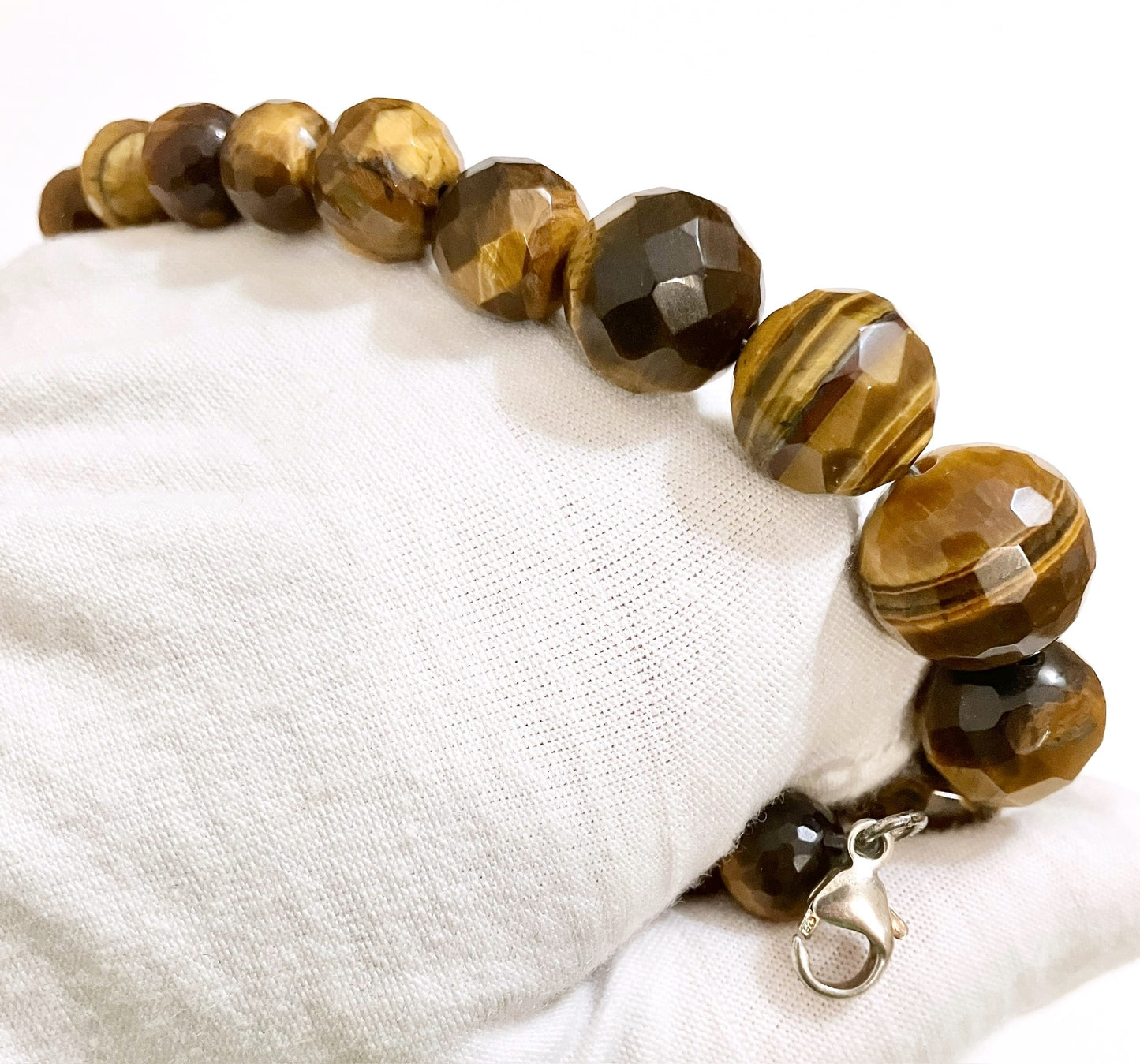 Diamond Cut Tiger's Eye Graduated Bead Necklace