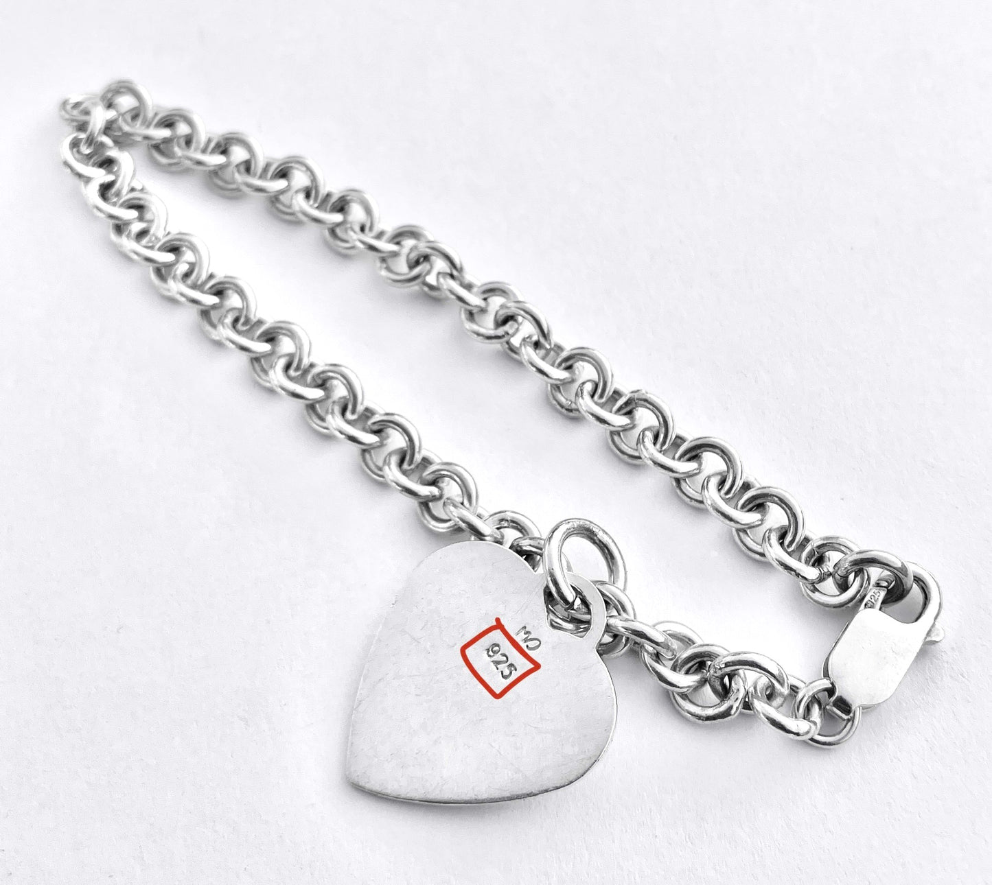 Cable Link Bracelet with Heart Charm