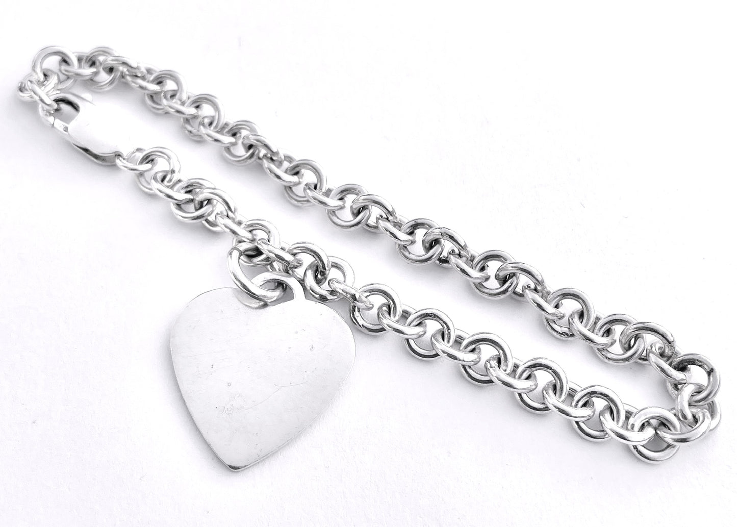 Cable Link Bracelet with Heart Charm