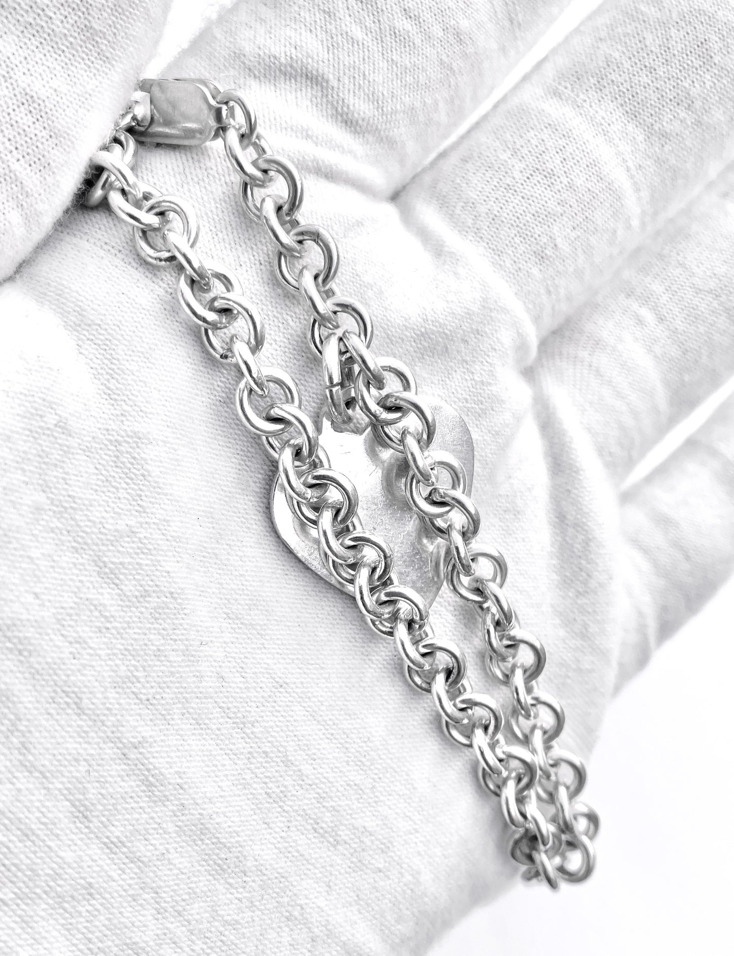 Cable Link Bracelet with Heart Charm