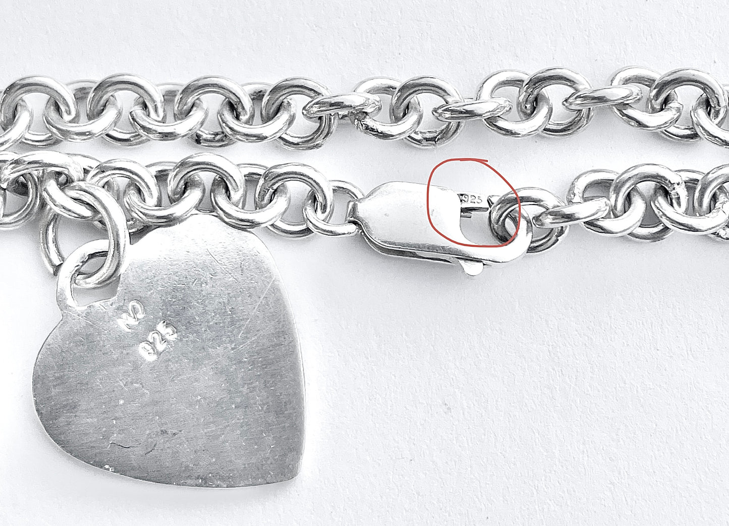 Cable Link Bracelet with Heart Charm