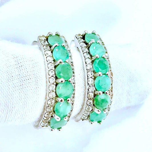 Emerald and Zircon English Lock Hoops