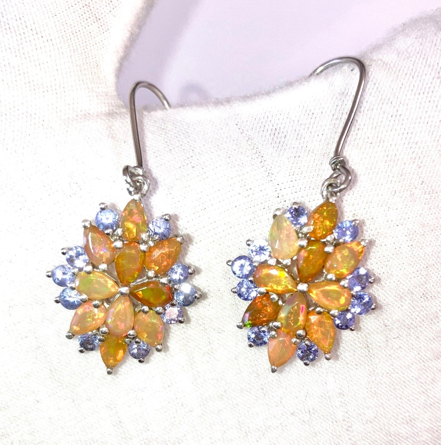 Pear Cut Fire Opal and Tanzanite Set