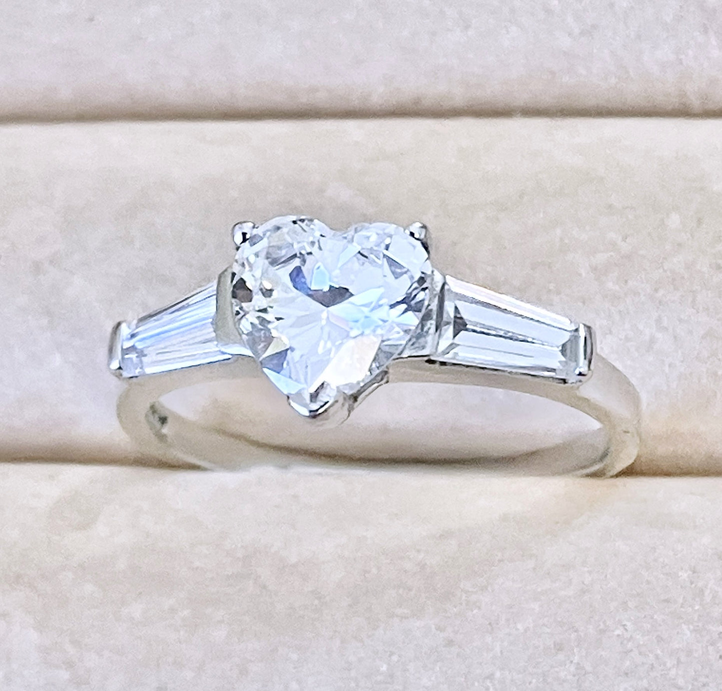 Heart and Baguette Cut "Diamond" Ring