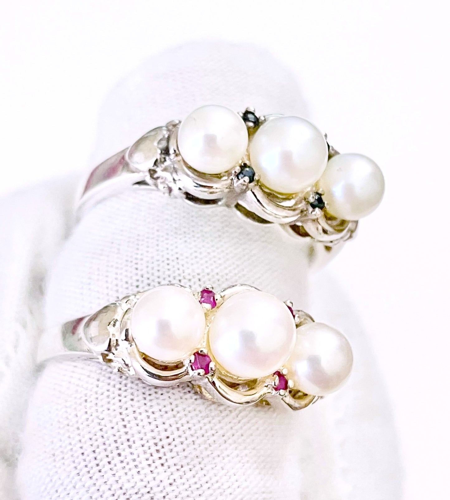 Akoya Pearl Rings with Gemstone Accents (2 Colors!)