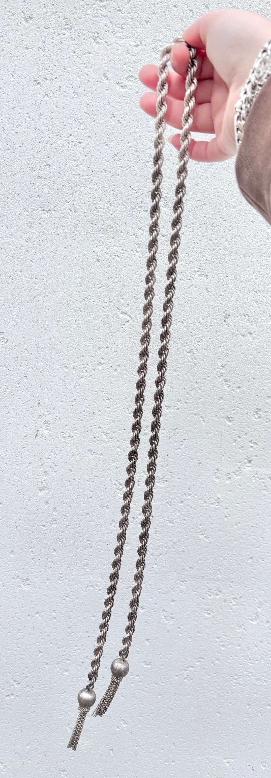 Opera-Length Sterling Rope Necklace with Ornate Tassels