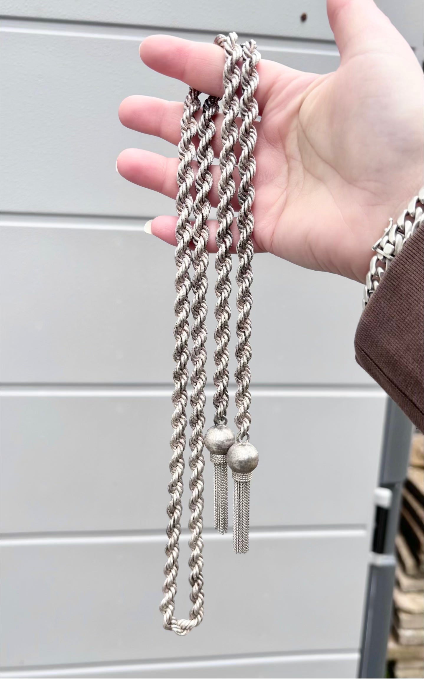 Opera-Length Sterling Rope Necklace with Ornate Tassels