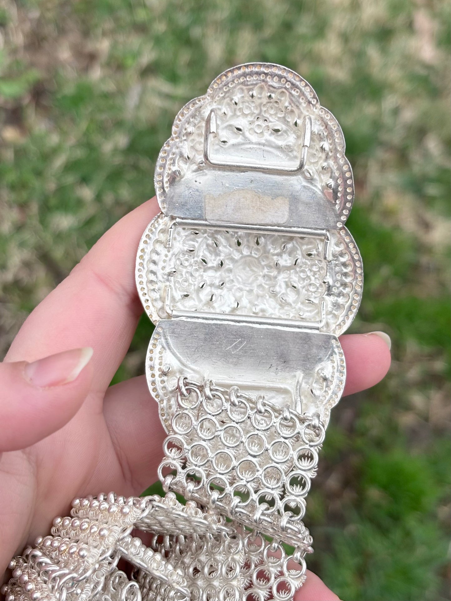 Solid Silver Ornate Floral Belt