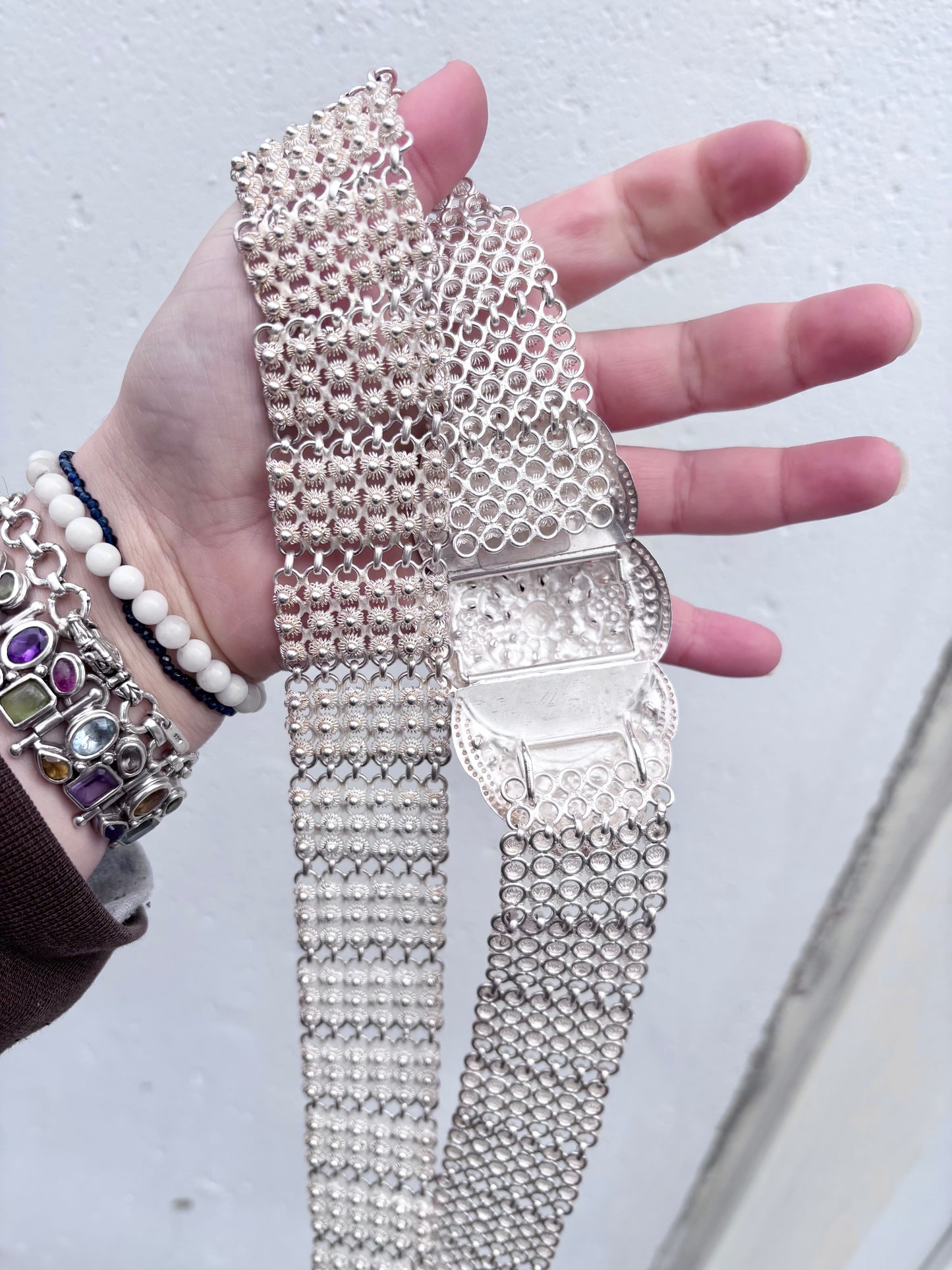 Solid Silver Ornate Floral Belt