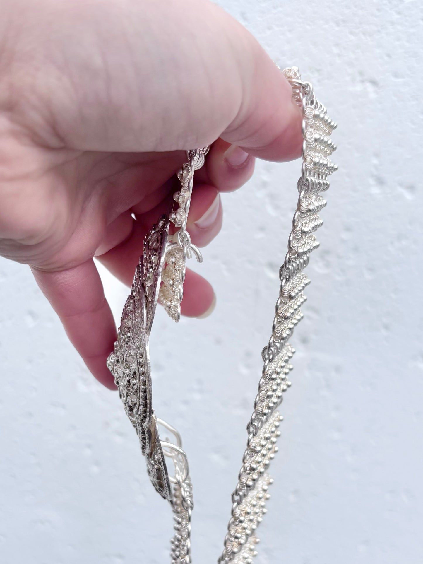 Solid Silver Ornate Floral Belt
