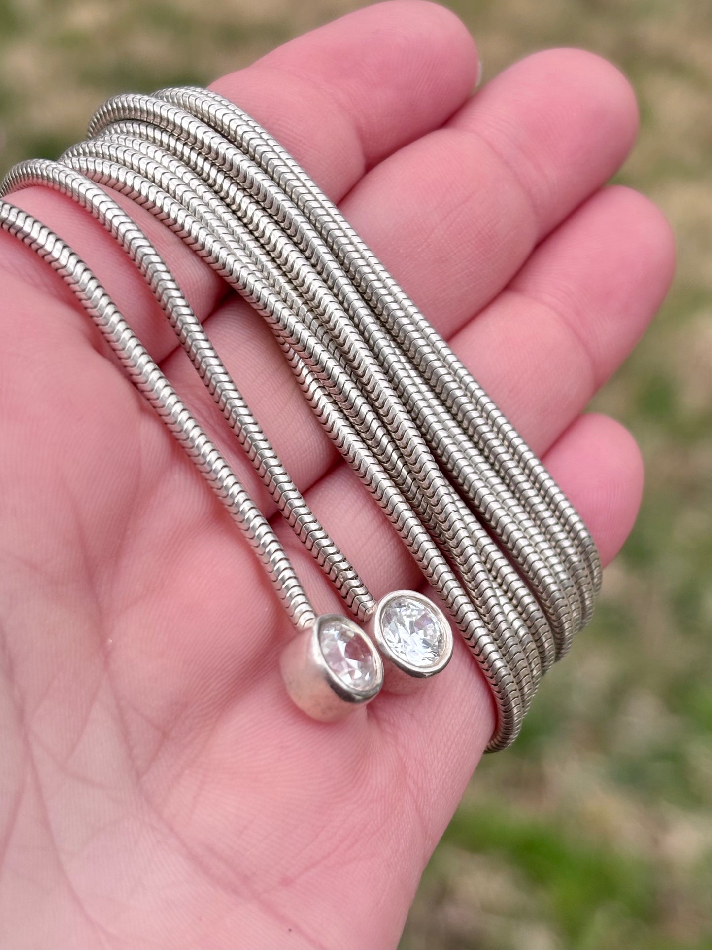 60in Snake Chain with Bezel CZ Drops