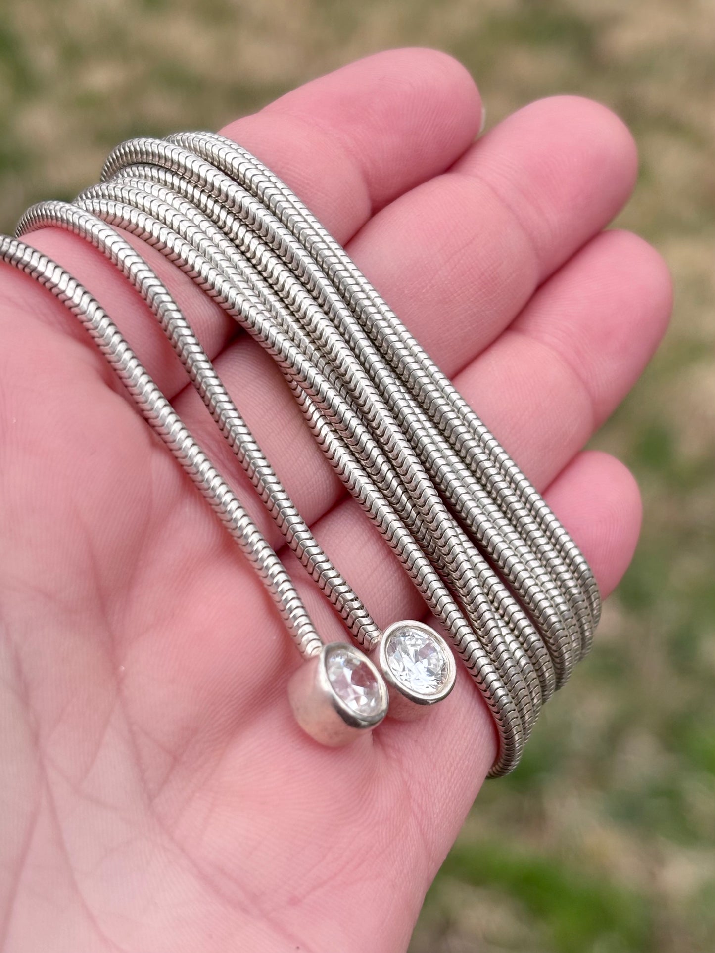 60in Snake Chain with Bezel CZ Drops