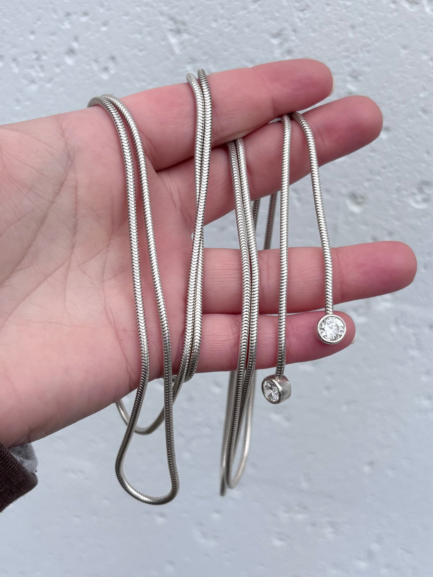 60in Snake Chain with Bezel CZ Drops