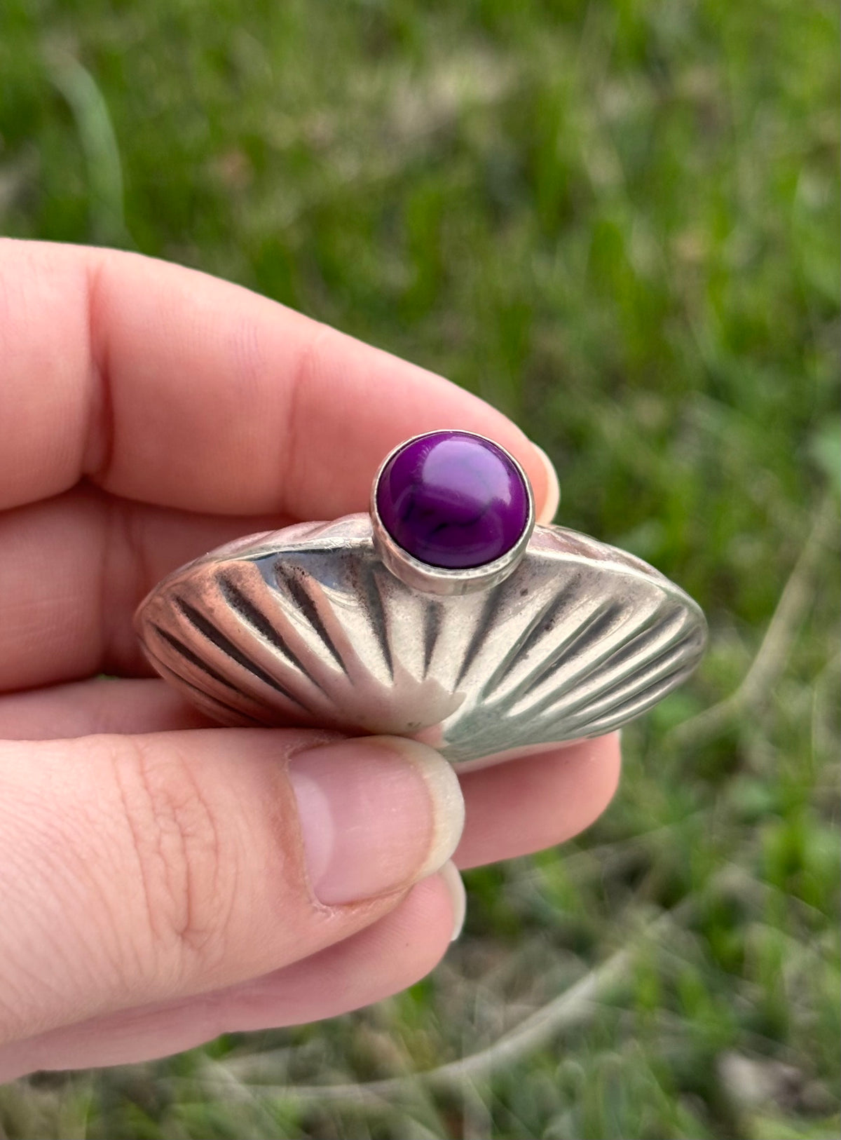 Vintage Taxco Mexico Sterling Silver Perfume Bottle Purple Stone