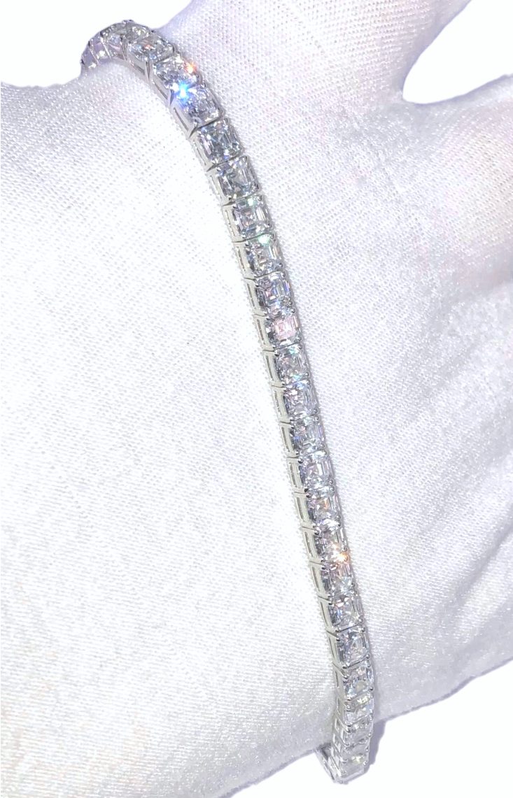 Asscher Cut “Diamond” Tennis Bracelet