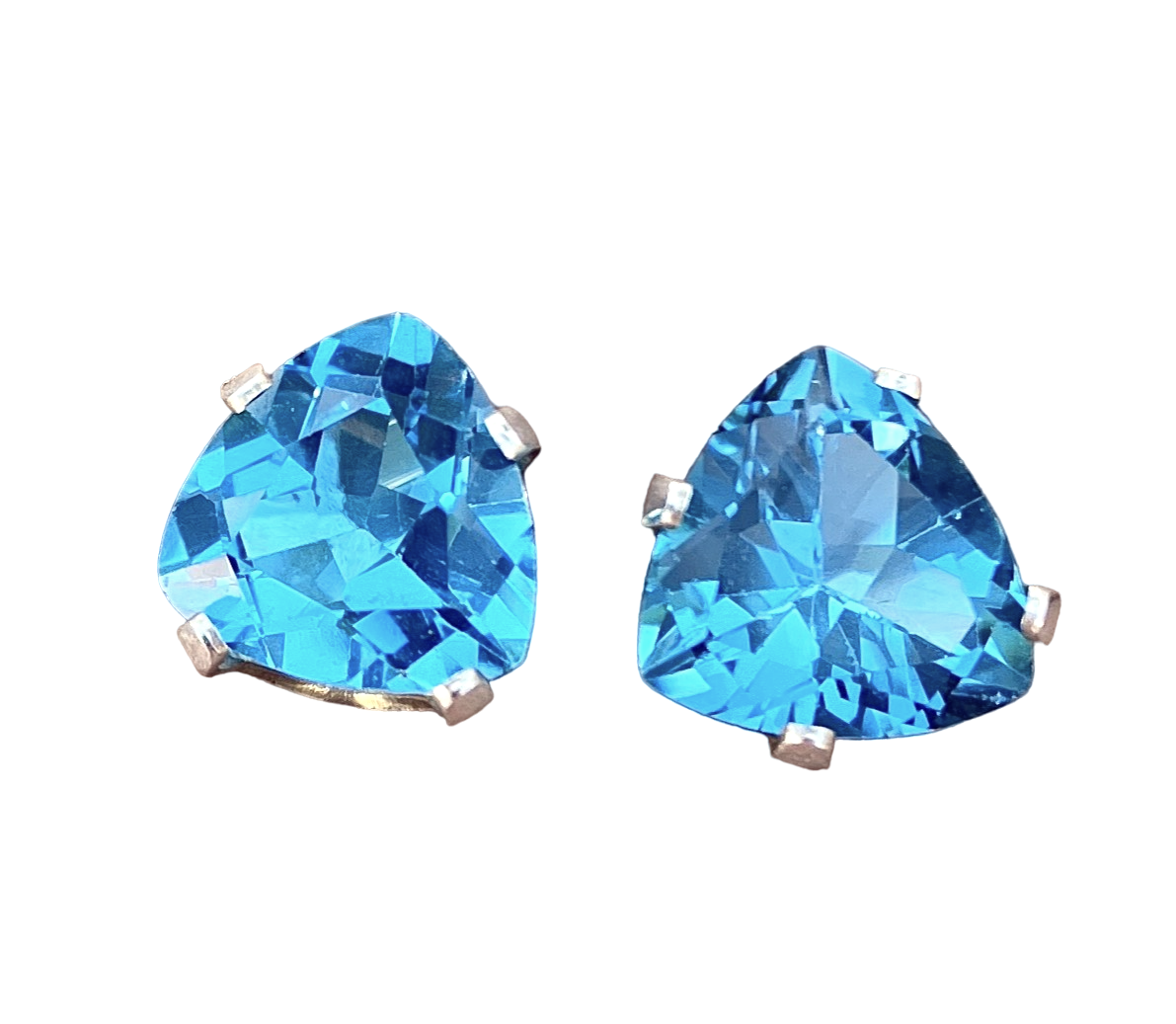 Triangular Brilliant Cut Swiss Blue Topaz Earrings