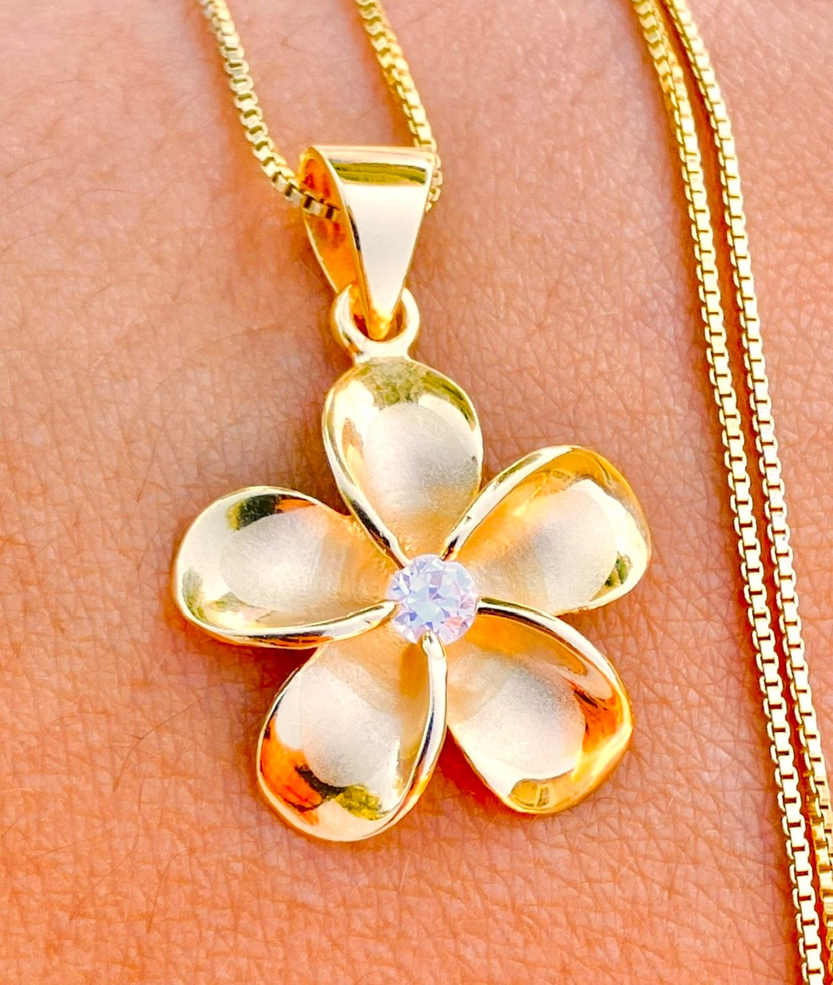 Gold Plated Plumeria Necklace