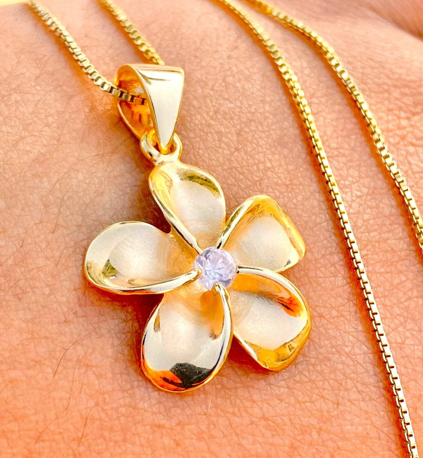 Gold Plated Plumeria Necklace