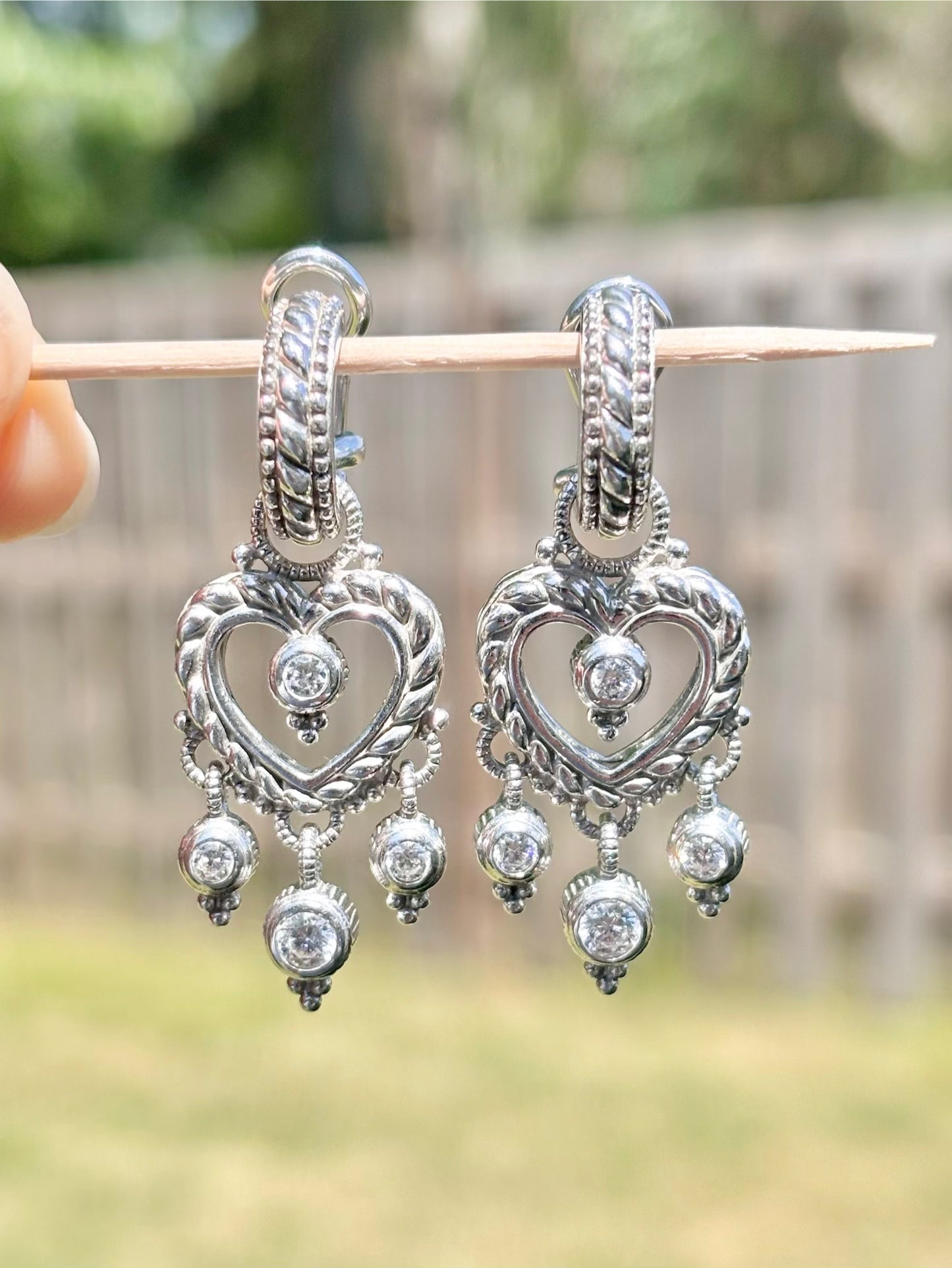 Judith Ripka Diamonique Heart Dangle Leverback Earrings