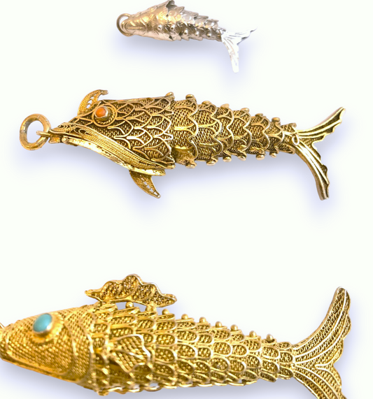 Chinese Articulated Filigree Fish Pendants (2 styles & sizes!)