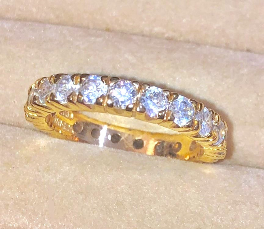 Gold Plated "Diamond" Eternity Ring (2 sizes!)