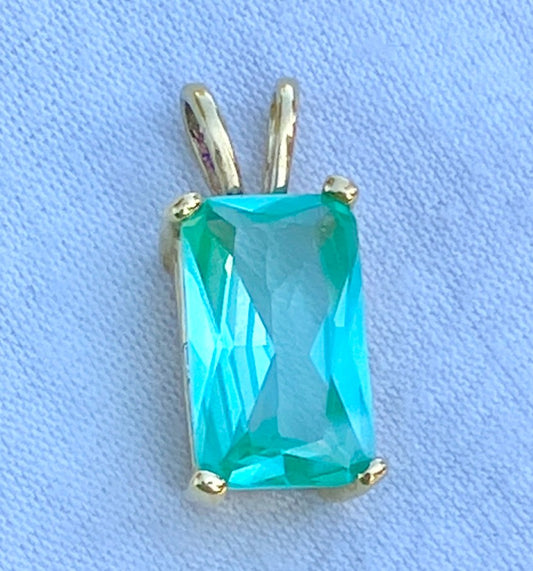 Gold Plated Synthetic Paraiba Spinel Pendant
