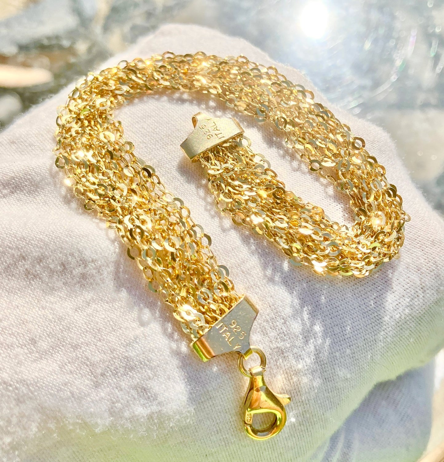 Gold Plated Mesh Chain Bracelet